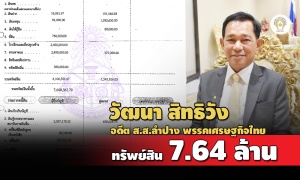 ทรัพย์สิน 7.6 ล.'วัฒนา สิทธิวัง'พ้น ส.ส.เศรษฐกิจไทย ที่ดิน 3 แปลง บ้าน 2 หลัง 3.2 ล.