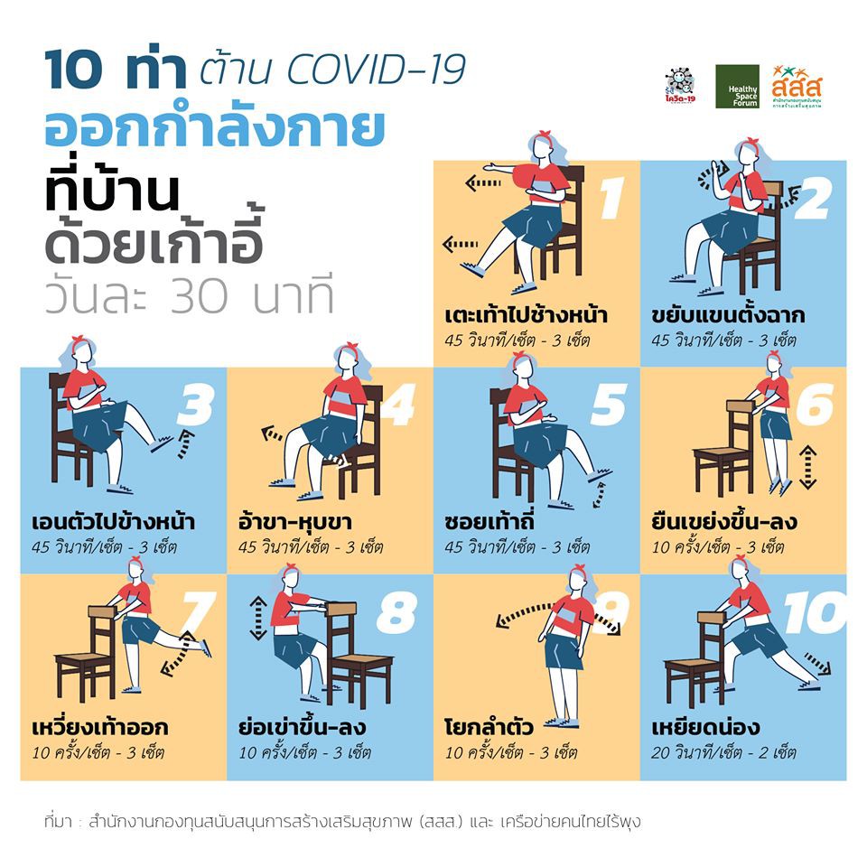 10 ท่าออกกำลังกายต้านโควิด