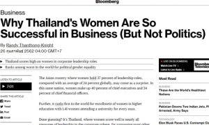 เปิดบทวิเคราะห์บลูมเบิร์ก บทบาทภาคสตรีในการเมืองไทย รัฐสภาเป็นที่โดดเดี่ยวสำหรับ 'ผู้หญิง'