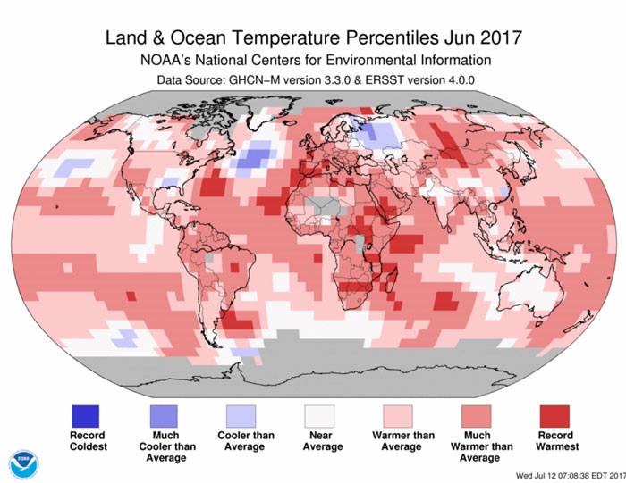 june 2017 global temperature percentiles map